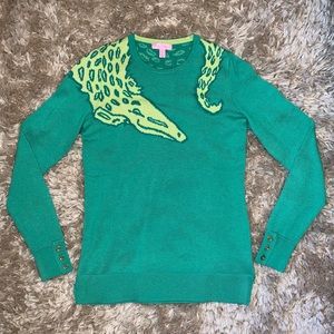 NWT Lily Pulitzer Green Alligator Sweater